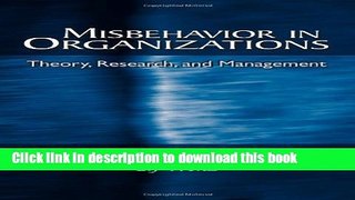 Read Books Misbehavior in Organizations: Theory, Research, and Management E-Book Free
