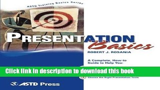 Ebook Presentation Basics (ASTD Training Basics) Free Online