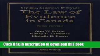 Books The Law of Evidence in Canada Free Download