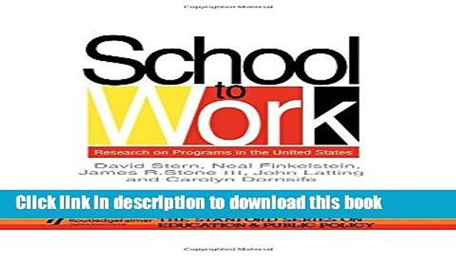 Books School To Work: Research On Programs In The United States (Studies in Mathematics Education