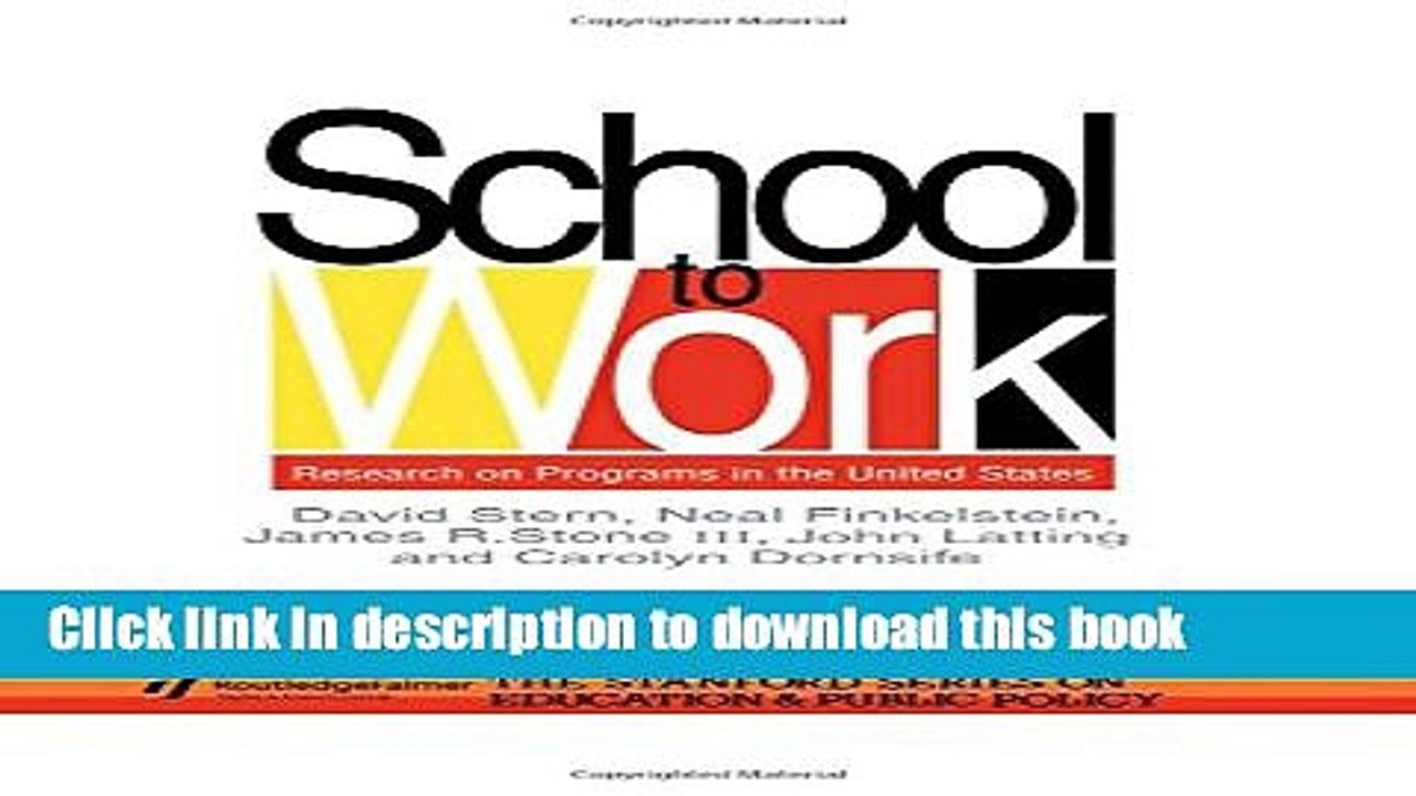Books School To Work: Research On Programs In The United States (Studies in Mathematics Education