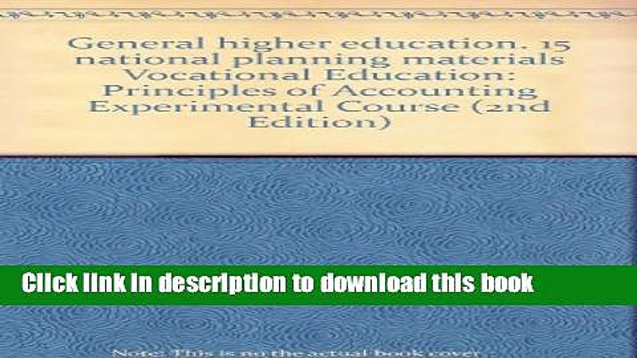 Books General higher education. 15 national planning materials Vocational Education: Principles of