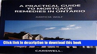 Ebook A Practical Guide to Mortgage Remedies in Ontario Free Online