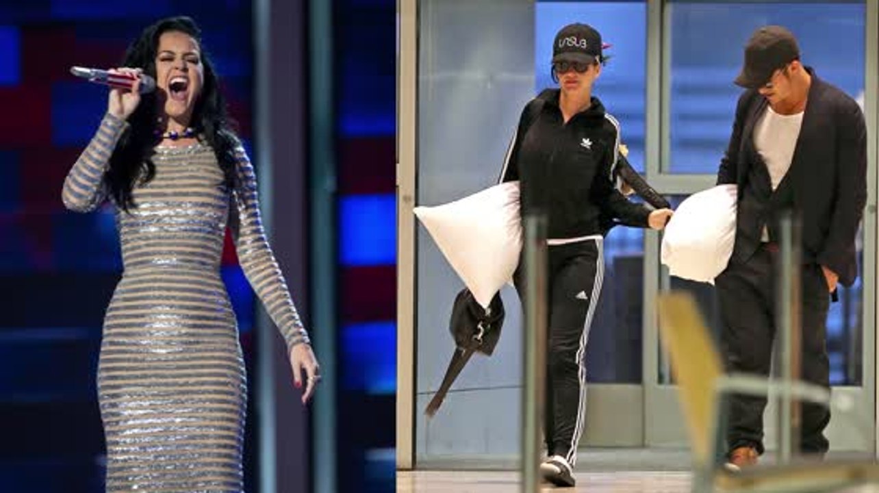 Katy perry und orlando bloom fliegen nach ihrem dnc auftritt nach hause