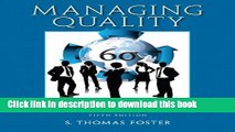 Books Managing Quality: Integrating the Supply Chain (5th Edition) Free Online