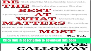 Ebook Be the Best at What Matters Most: The Only Strategy You will Ever Need Free Online