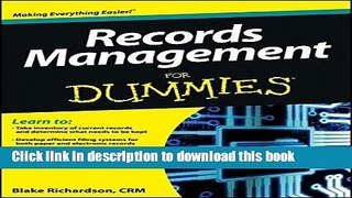 Books Records Management For Dummies Free Download