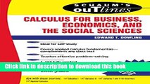 Books Schaum s Outline of Calculus for Business, Economics, and The Social Sciences Free Download