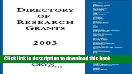 Books Directory of Research Grants 2003 Free Online