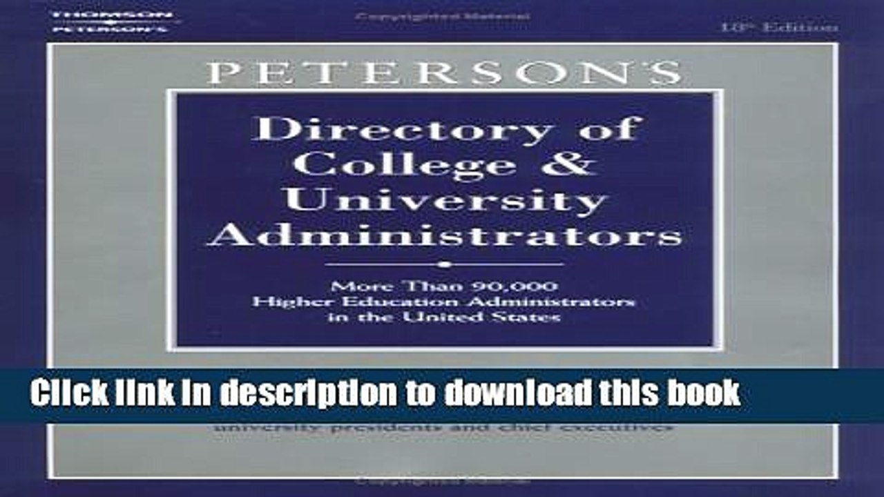 Ebook Directory of College and University Administrators Free Online