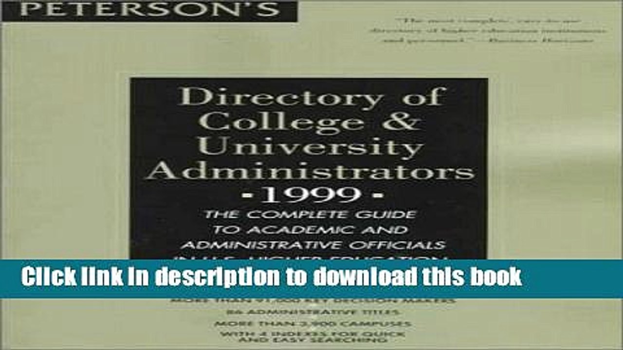 Books Peterson s Directory of College   University Administrators 1999: The Complete Guide to