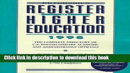Ebook Register of Higher Education 1998 (11th ed) Free Online