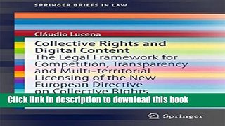 Books Collective Rights and Digital Content: The Legal Framework for Competition, Transparency and