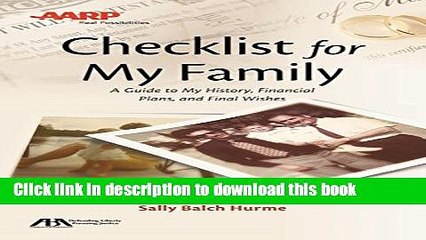 Books ABA/AARP Checklist for My Family: A Guide to My History, Financial Plans and Final Wishes