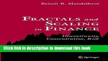 Ebook Fractals and Scaling in Finance: Discontinuity, Concentration, Risk. Selecta Volume E Full