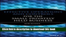 Books Effective Operations and Controls for the Small Privately Held Business Free Online