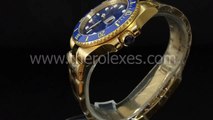 Swiss watches replica Rolex Submariner Blue Luminous Marked Dial Full Gold Bracelet Sub001 Black Bg