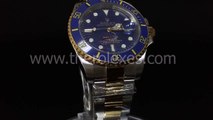 Swiss watches replica Rolex Submariner Blue Luminous Marked Dial Middle Gold Bracelet Sub007 Black Bg