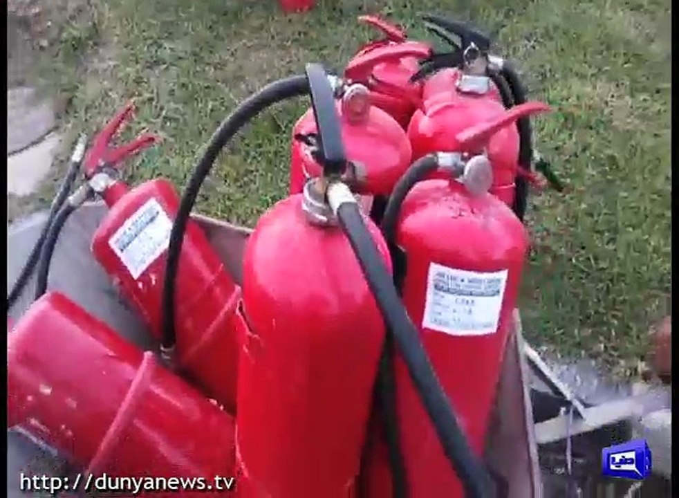 Fire extinguishers of parloament building updated, Report by Shakir Solangi, Dunya News.