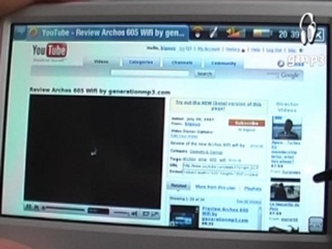 Test Archos 605 Wifi - Navigation Web 1/2