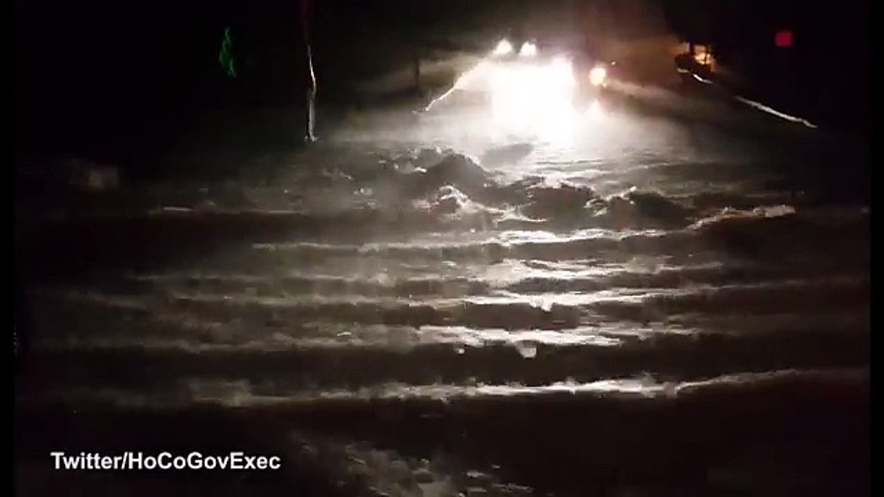 See dramatic flood waters on the rise in Maryland city