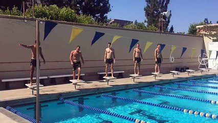 And the fastest in swimming race at Chelsea Football Club is...