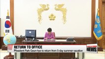 President Park returns to work after vacation