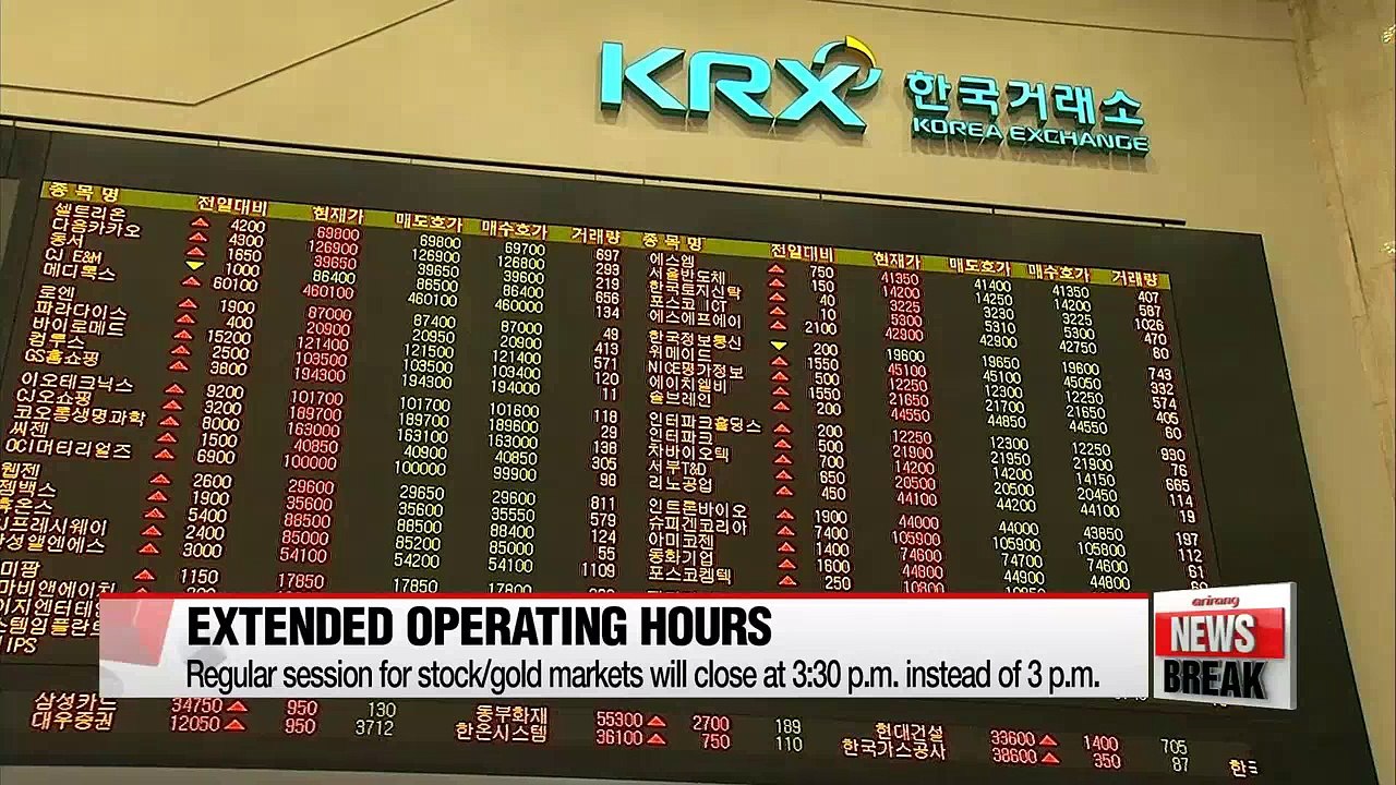Korea's stock markets to operate 30 minutes longer from Monday