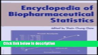 Books Encyclopedia Of Biopharma- Ceutical Statistics Full Online
