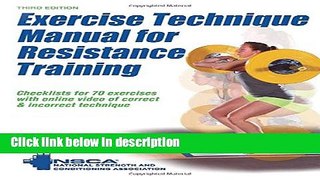 Books Exercise Technique Manual for Resistance Training 3rd Edition With Online Video Full Online