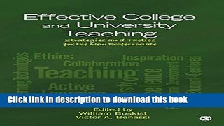 Ebook Effective College and University Teaching: Strategies and Tactics for the New Professoriate