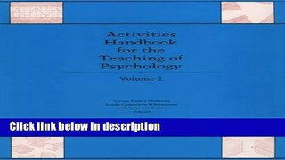 Books Activities Handbook for the Teaching of Psychology, Volume 2 Free Online