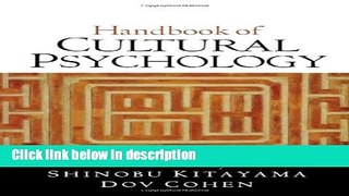 Books Handbook of Cultural Psychology Free Online