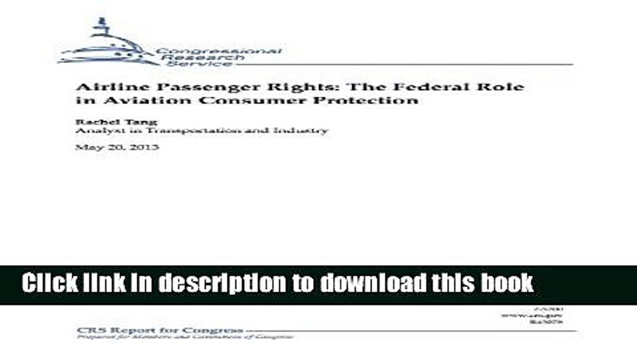 Books Airline Passenger Rights: The Federal Role in Aviation Consumer Protection Full Online