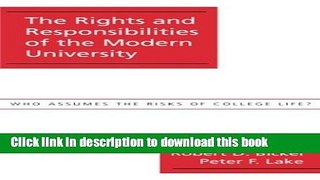 Ebook The Rights   Responsibilities of the Modern University: Who Assumes the Risks of College