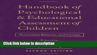 Books Handbook of Psychological and Educational Assessment of Children, 2/e: Personality,