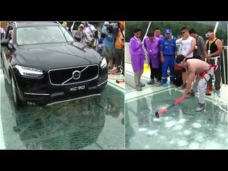 China's glass-floor bridge undergoes dramatic safety tests