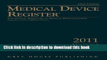 Books Medical Device Register 2011 (2Vol Set): The Official Directory of Medical Manufacturers