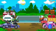 Cartoons for children - Ambulance, Police Car & Fire Truck & Racing Cars. Emergency Vehicles