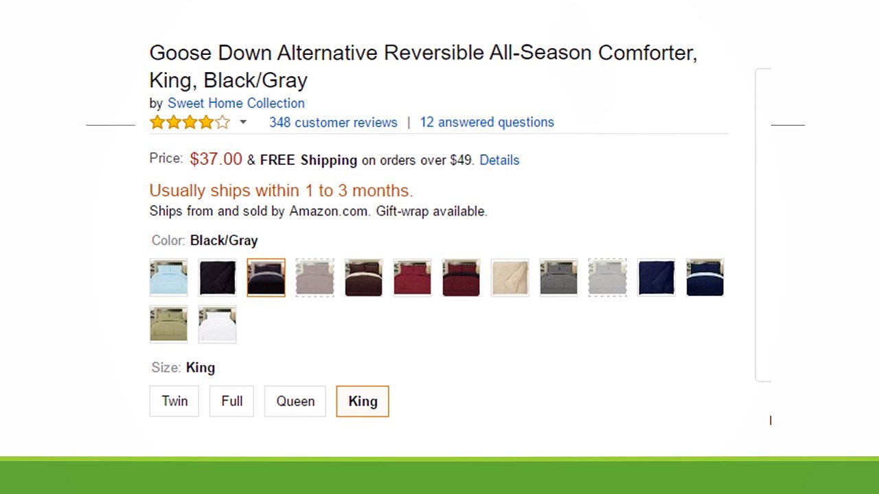 Goose Down Alternative Reversible All-Season Comforter Review