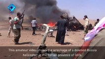 Syria war: Russian helicopter shot down