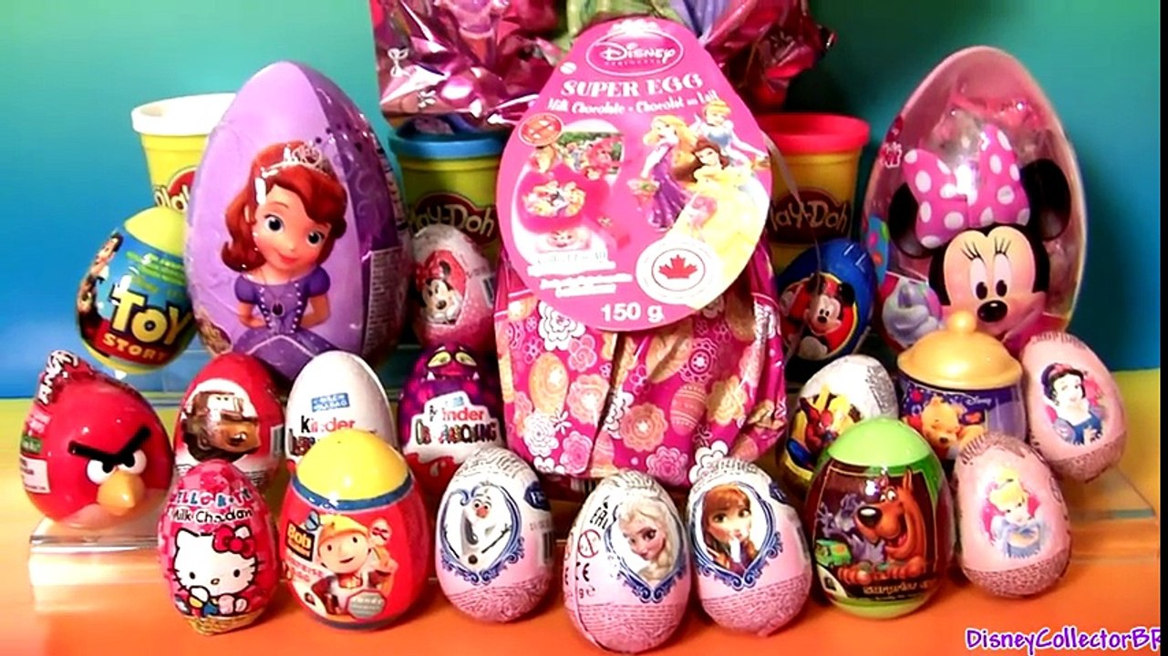 Giant Princess Kinder Surprise Eggs Disney Frozen Elsa Anna Minnie