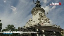 Première toilette intégrale pour  Marianne, place de la République