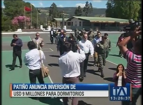 Patiño anuncia inversión de 9 millones de dólares para construcción de dormitorios en cuarteles