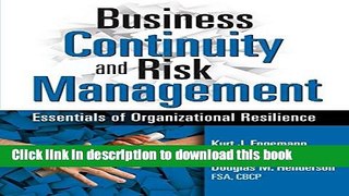 Ebook Business Continuity and Risk Management: Essentials of Organizational Resilience Full Online