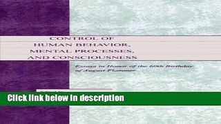 Books Control of Human Behavior, Mental Processes, and Consciousness: Essays in Honor of the 60th