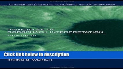 Books Principles of Rorschach Interpretation (Lea Series in Personality and Clinical Psychology)