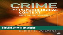 Books Crime in a Psychological Context: From Career Criminals to Criminal Careers Free Download