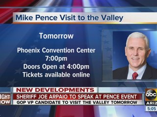 Sheriff Joe Arpaio to speak at Mike Pence Phoenix town hall