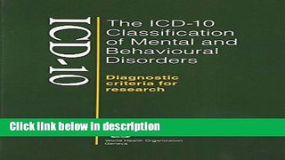 Books The ICD-10 Classification of Mental and Behavioural Disorders: Diagnostic Criteria for